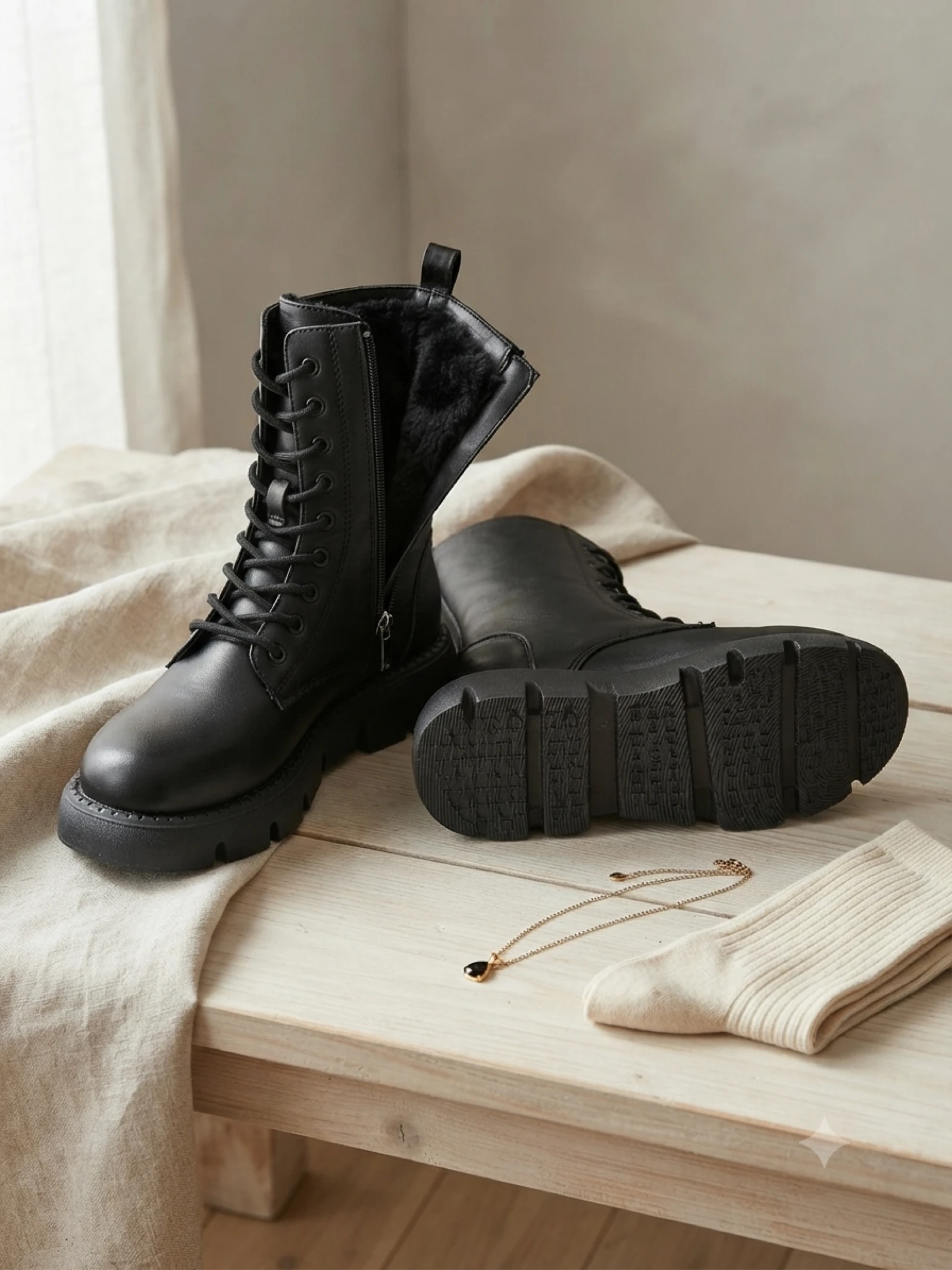Bota estilo militar calentitas por dentro 